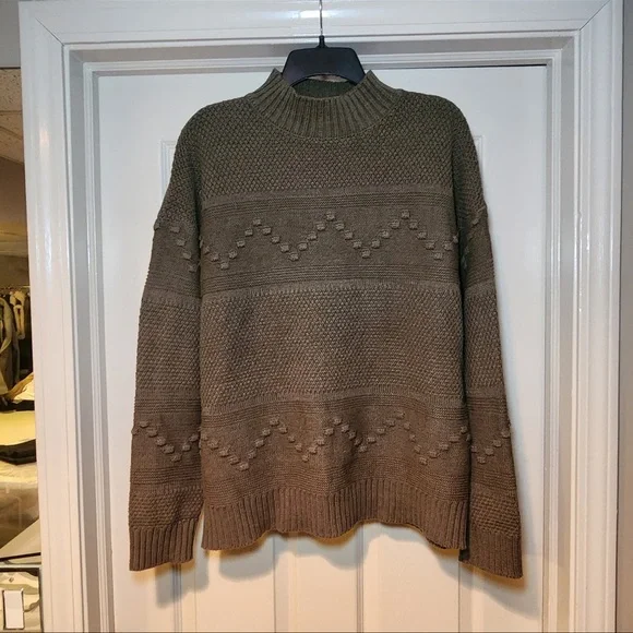 NWOT Pink Clover x Stitch Fix Gabriel Mockneck Textured Cotton Blend Sweater - Picture 3 of 6